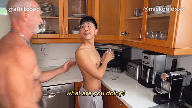 Mature Big Muscle Silver Daddy fucks his Asian Twink Trophy Wifey's Boy Pussy